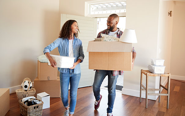 Couple moving into apartment